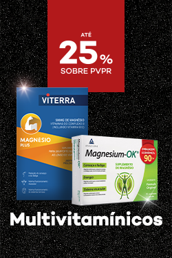 Suplementos multivitaminicos com destaque promocional de até 25% sobre preço de Venda ao Público Recomendado